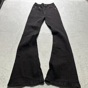 Y2k 2000s Super Flare Bell Bottom Dojo Jeans Womens 24x32 Beyond Baggy Black